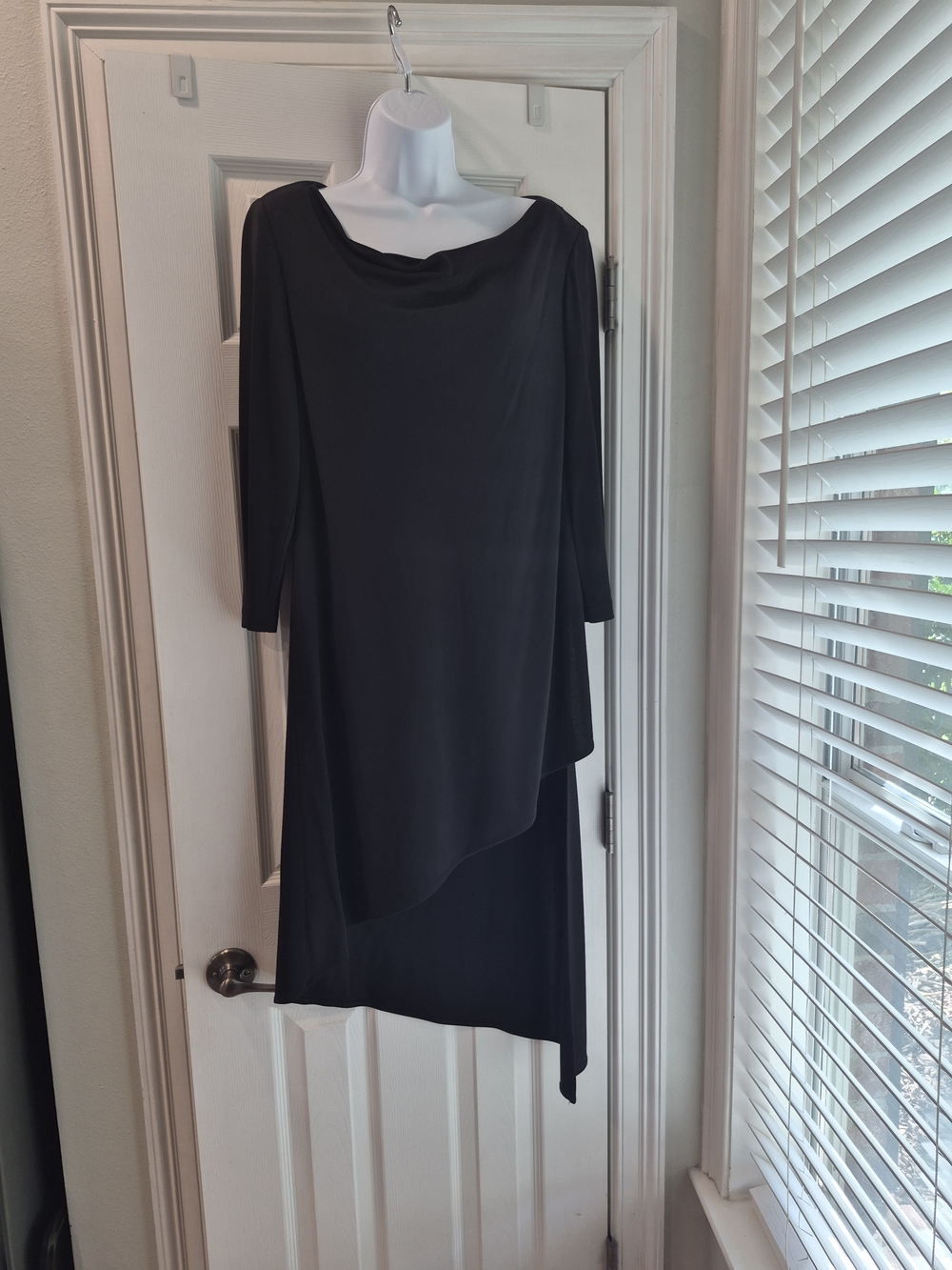 Women's 1990s Donna Ricco Black Asymmetric Layered Dress, Size 10